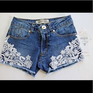 ♥️GUESS Denim with white lace Shorts, Kids